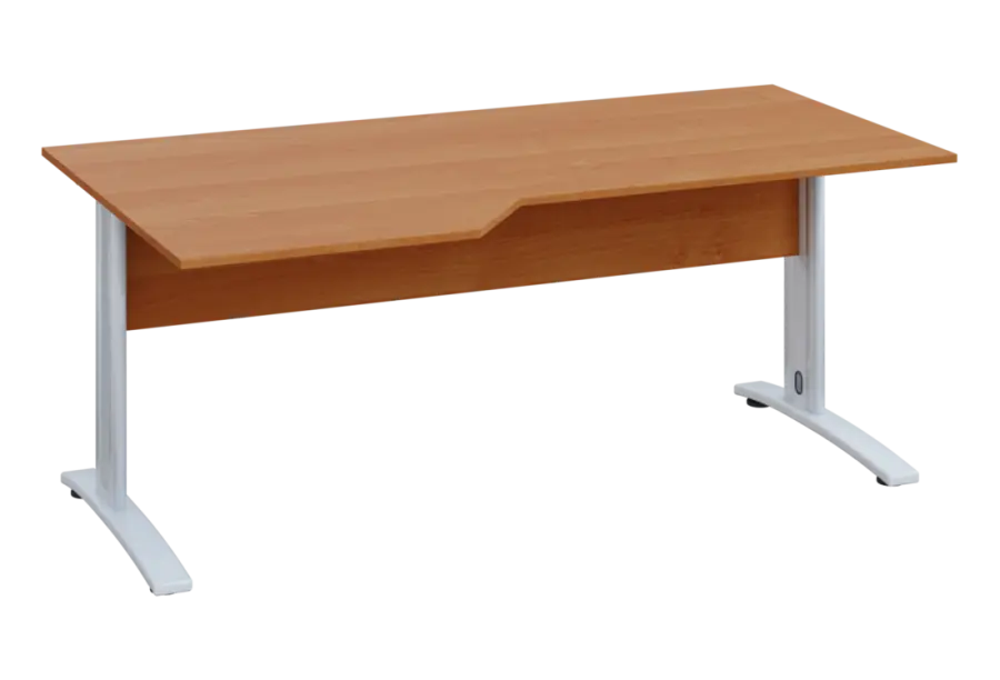 EZK 18 - 186 stůl kancelářský, rohový, levý, kovová podnož bílá, deska 18 mm, široký 1800 mm, olše jantar